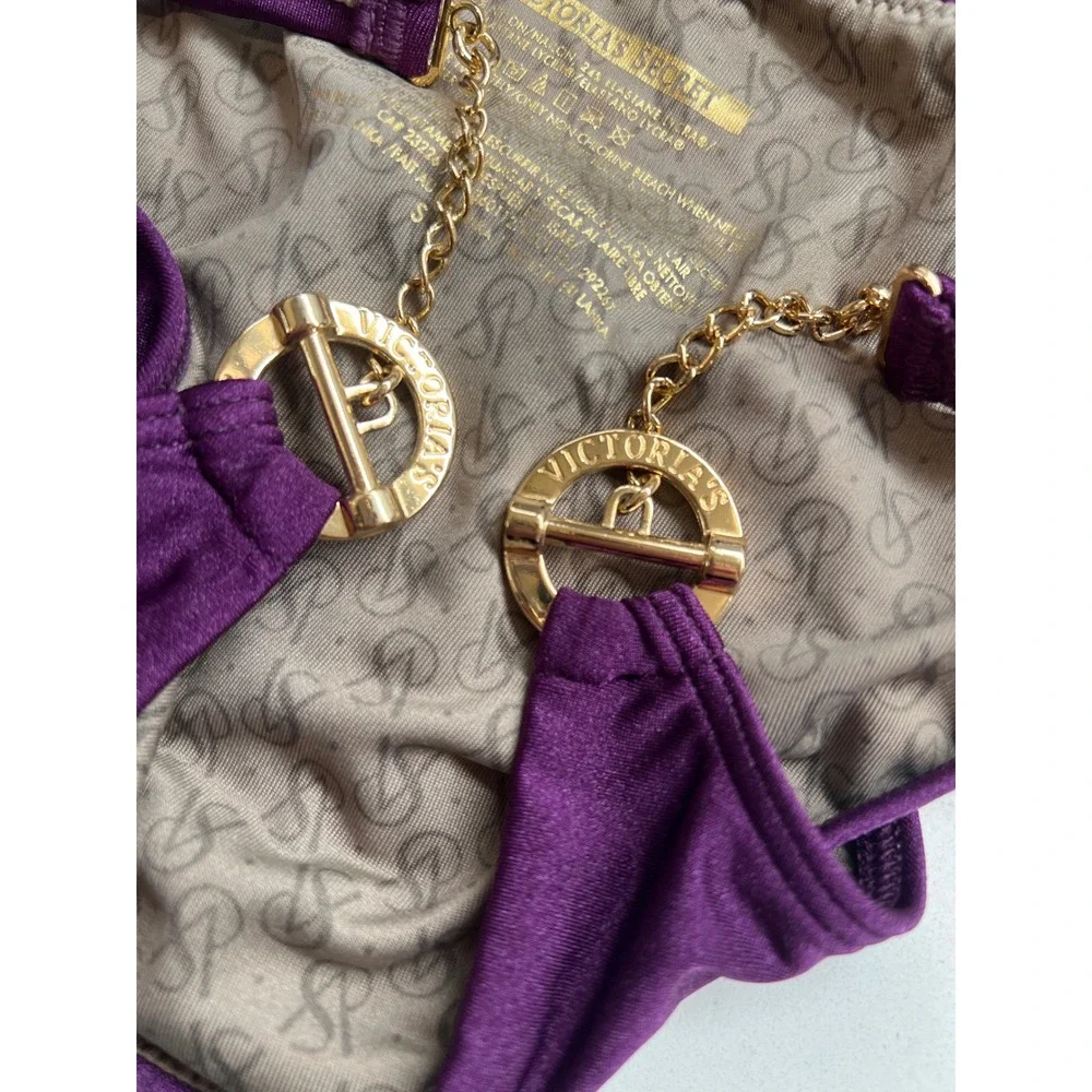 Victorias Secret Plum Purple‎ Bikini Set Gold Chain Hardware 32D Small